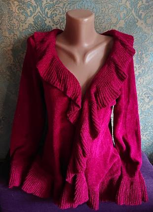 Красивая велюровая кофта кардиган р.46/48 накидка джемпер