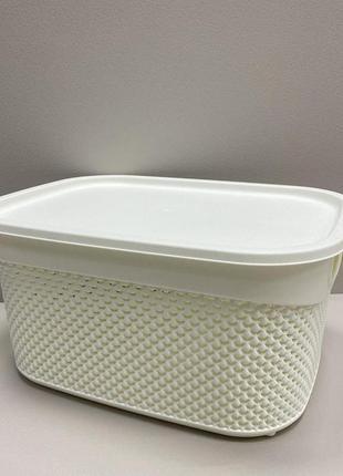 Кошик пластиковий з кришкою 33*24*16,5 см 9 л ucsan plastik м-1164 білий