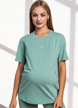 Стильна футболка для вагітних та годуючих з секретом годування трикотажна5 фото