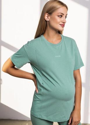 Стильна футболка для вагітних та годуючих з секретом годування трикотажна12 фото