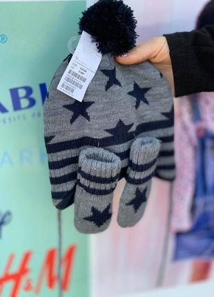 Шапка+рукавички на флісі н&м,зимовий комплект, шапка і рукавиці на хлопчика, h&m2 фото