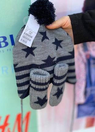 Шапка+рукавички на флісі н&м,зимовий комплект, шапка і рукавиці на хлопчика, h&m