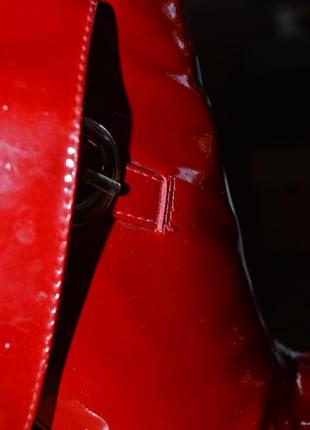 Ботильены кожанные лакированные красные (ботинки) женские на каблуке6 фото