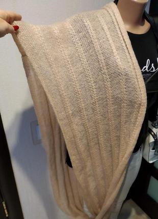 Мягусенький теплый воздушный кремовый шарф платок палантин снуд4 фото