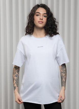 Біла бавовняна футболка для вагітних та годуючих із щільного трикотажу двонитка4 фото