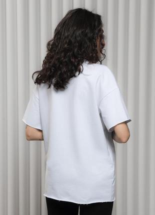 Біла бавовняна футболка для вагітних та годуючих із щільного трикотажу двонитка7 фото