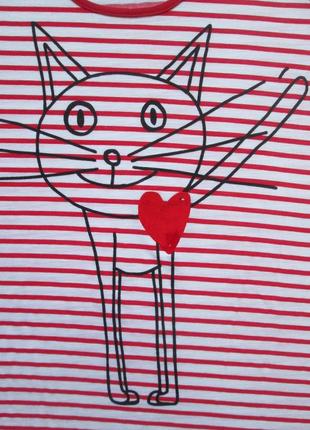 Шикарна мила футболка у смужку з кумедним котиком tu3 фото