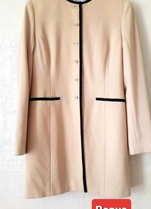 Удлиненный шерстяной жакет бежевый пиджак кардиган rena rowan1 фото