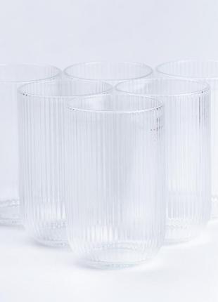 Набір склянок для напоїв скляні прозорі 6 штук