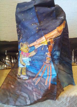 Винтажный шелковый платок  ручной окрас батик шов роуль5 фото
