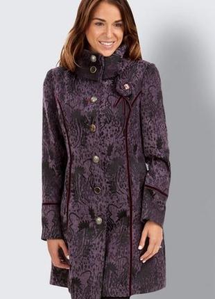Брендовое фиолетовое демисезонное пальто с карманами joe browns вискоза этикетка1 фото