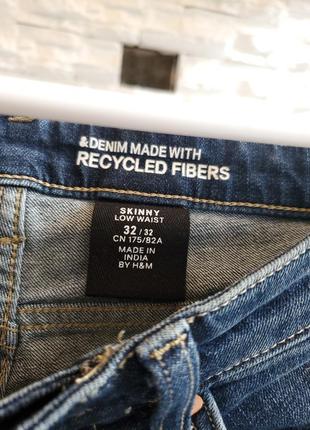 Мужские стильные джинсы с фабричными потертостями skinny low waist h&m 32р3 фото