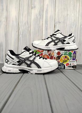 Унисекс кроссовки asics gel-kahana 8 white black из натуральной кожи7 фото