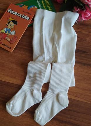 Біленькі в рубчик нарядні колготи на дівчинку 2-3 рока.