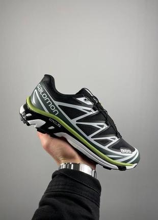 Мужские кроссовки черные с зеленым salomon xt-6 Sabata green lime 417516