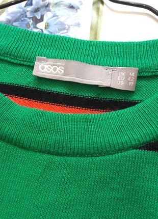 Стильный зеленый джемпер свитер в полоску с клешным рукавом от asos6 фото