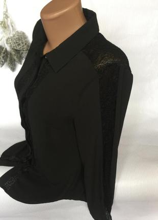 Чёрная рубашка , блуза с кружевом2 фото