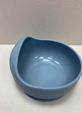 Детская силиконовая тарелка на присоске stenson ma-4910 синяя2 фото