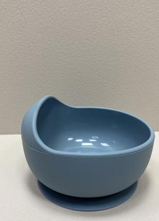Детская силиконовая тарелка на присоске stenson ma-4910 синяя1 фото
