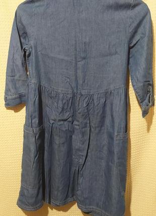 Р20. хлопковое джинсовое синее платье халат на пуговицах с длинными рукавами на девочку хлопок5 фото