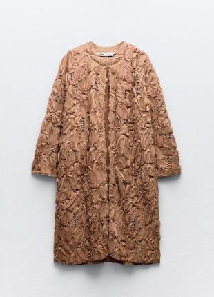 Пальто жіноче бежеве із стразами zara new