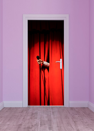 Вінілова самоклеюча кольорова декоративна наклейка на двері "стендап. stand up" з оракалу