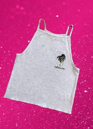 Майка в рубчик / топ на бретелях