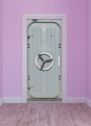 Вінілова самоклеюча кольорова декоративна наклейка на двері "двері корабля. морські двері" з оракалу1 фото