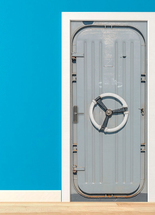 Вінілова самоклеюча кольорова декоративна наклейка на двері "двері корабля. морські двері" з оракалу2 фото