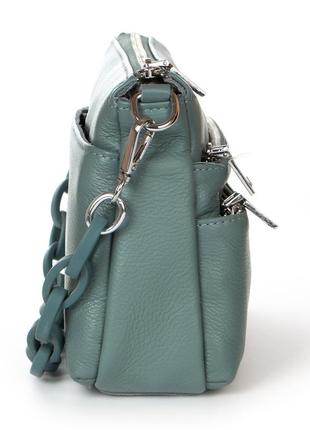 Женская кожаная сумка бирюзового цвета3 фото