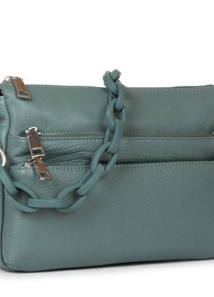 Женская кожаная сумка бирюзового цвета1 фото