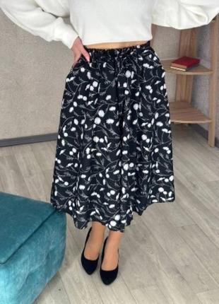 Брендовая стильная юбка миди с цветочным принтом на пуговицах с карманами от principles slassics