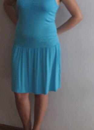 Платье лазурно-голубое, р-р l, бангладеш2 фото