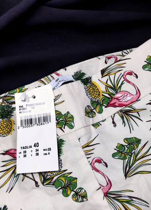 Брендовые лёгкие брюки motivi принт ананас 🍍 фламинго этикетка4 фото