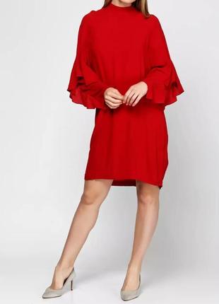 Красное платье, рукав с рюшами воланом h&m2 фото