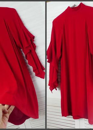 Красное платье, рукав с рюшами воланом h&m4 фото
