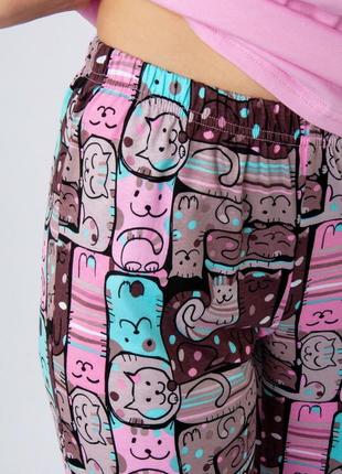 Легкая пижама хлопковая для женщин, женская легкая летняя пижама, комплект домашний женский хлопковый брюки и футболка8 фото