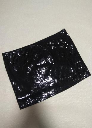 Стрейч спідниця гумка в паетках,риб'яча луска спідничка