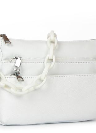 Жіноча сумка з натуральної шкіри білого кольору