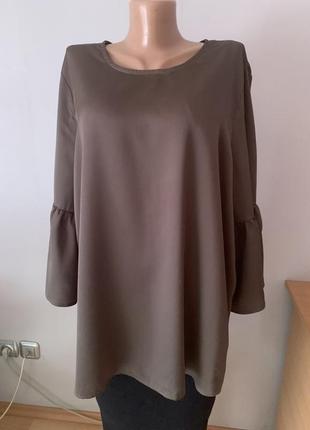 Стильная элегантная блузка стального цвета, батал1 фото