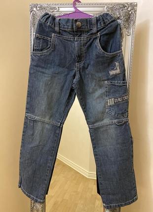 Джинси дитячі синього кольору з кишенями пояс на резинці