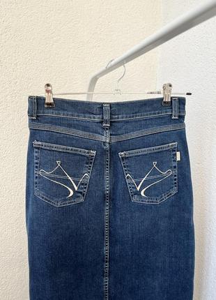 Винтажная джинсовая юбка-миди с разрезом2 фото