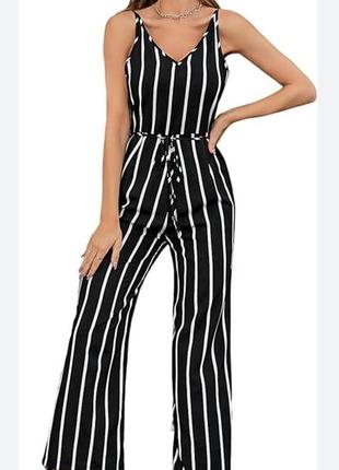 Легкий комбінезон sein з v - подібним вирізом, широкі брюки, на вузьких бретелях і блискавці ззаду