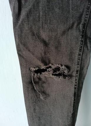 Брюки джинсы зауженные скинни черные темные базовые классические с потертостями8 фото