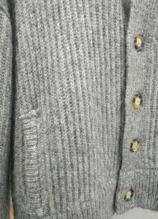 Zara дегосезонный объемный шерстяной базовый вязаный серый бомпер кардиган свитер куртка жакет s m l6 фото