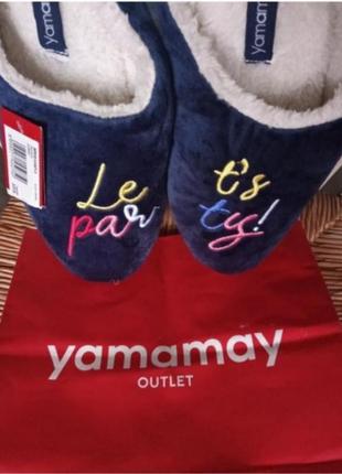 Италия новые тапочки yamamay тапки домашние мех бархат вышивка2 фото