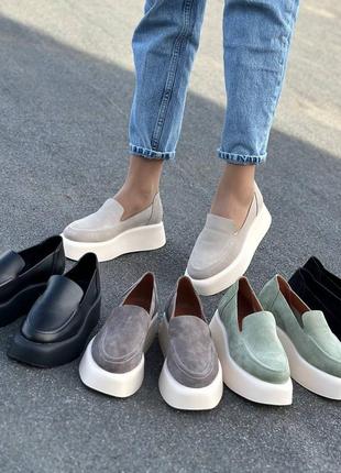 Женские невероятно стильные натуральные туфли на высокой подошве 😍1 фото
