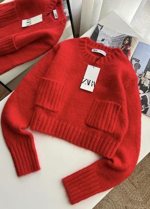 Красный свитер зара