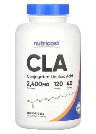 Nutricost cla клк кон'югована лінолева кислота для схуднення. 2400 мг, 120 капсул