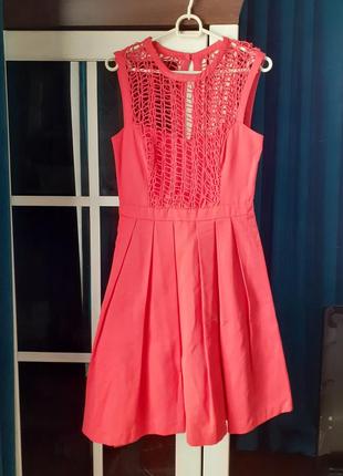 Вишукана нова елегантна коралова сукня з мереживом,  s-m1 фото